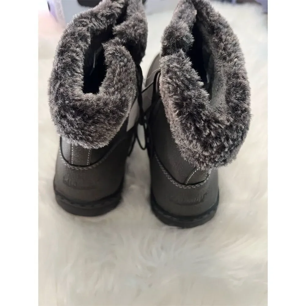 🆕 Khombu Addison Women's Gray Snow Boots Size 10 Faux Fur Lined Winter